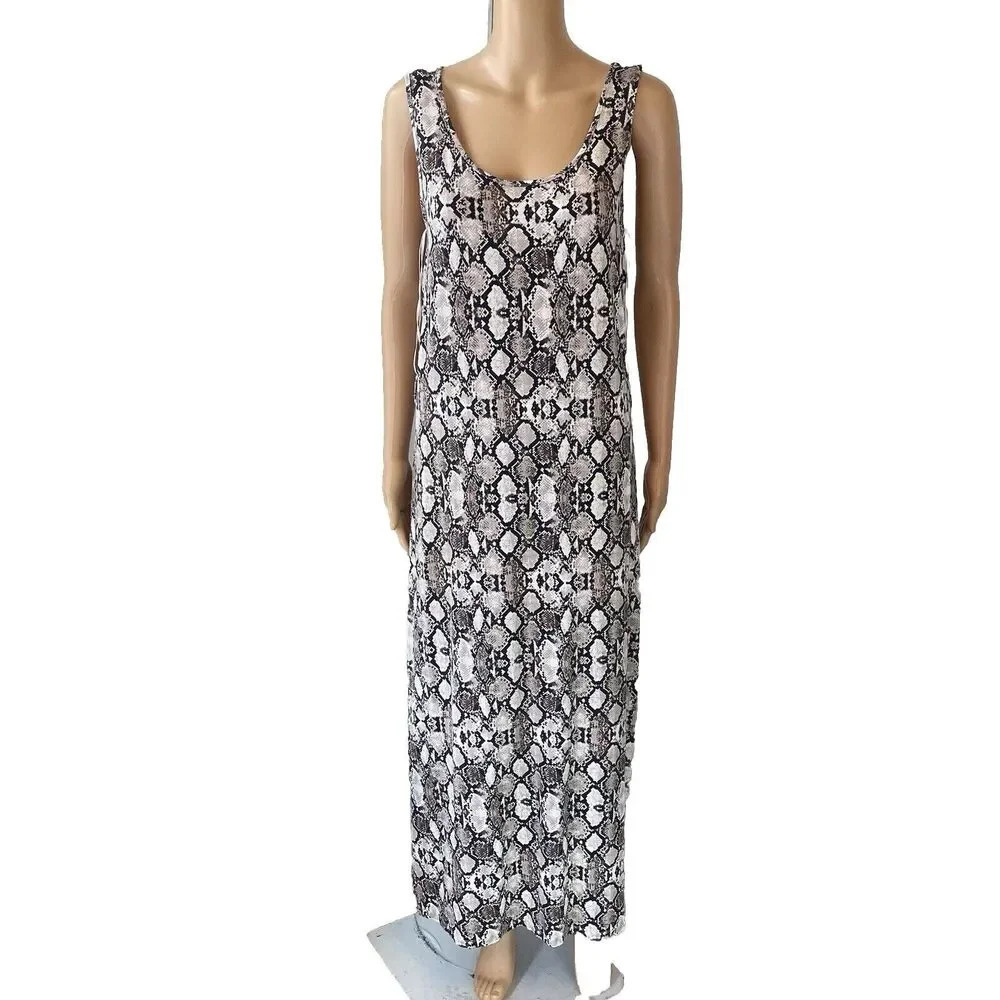 Women’s Sz 12 Primark Snake Print Sundress Maxi Stretch Casual Relaxed Coastal